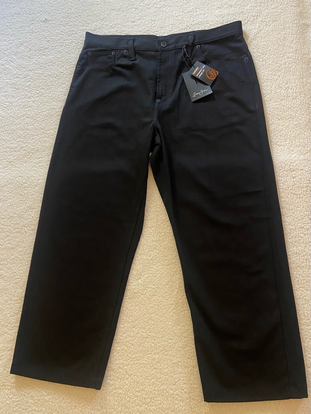 Sean John Mens Jeans Denim Straight Fit Wide Leg 38x30 Black Y2K Hip Hop NWT